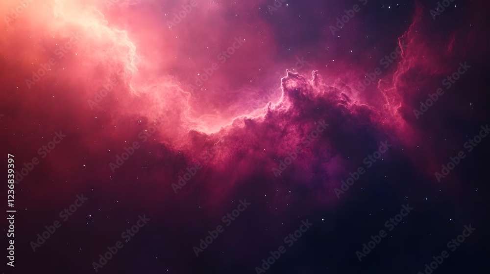 Poster stunning and dramatic view of a vibrant cosmic nebula with swirling energies and luminous cosmic par
