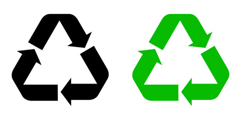 Obraz premium Black and green recycle triangle icons