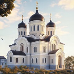 Fototapeta premium Ornate cathedral at sunset