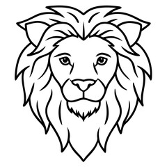 Single Line Lion Head Vector Art