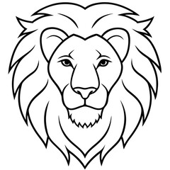Single Line Lion Head Vector Art