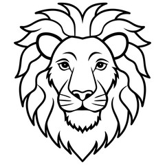 Single Line Lion Head Vector Art