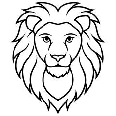 Single Line Lion Head Vector Art