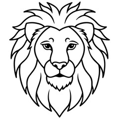 Single Line Lion Head Vector Art