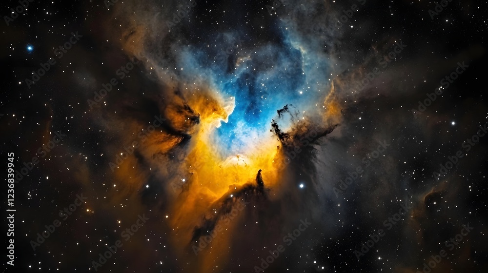Poster stunning cosmic nebula explosion in deep space glowing with vibrant colors and energy dramatic and r