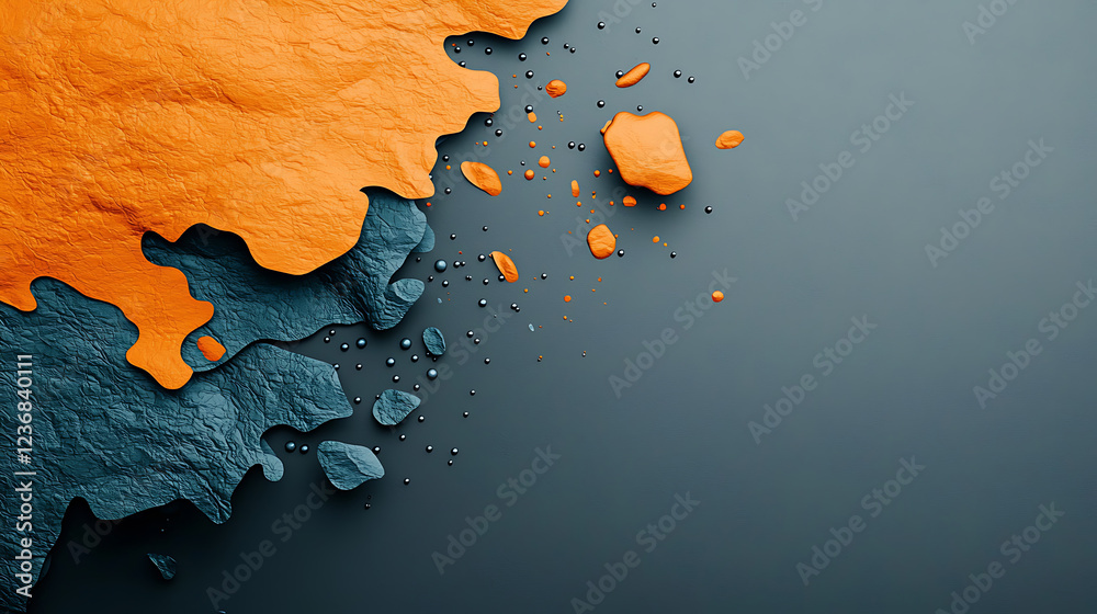 Poster rainfall data map visualization abstract art cool and warm tones digital design top view unique conc