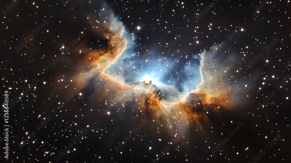 Poster stunning image of a vibrant colorful cosmic explosion illuminating the captivating mysterious depths