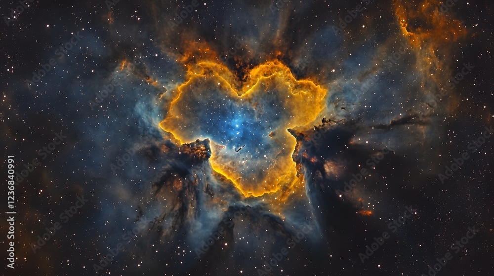 Poster vibrant and dramatic nebula formation showcasing powerful cosmic explosion of energy and light in th