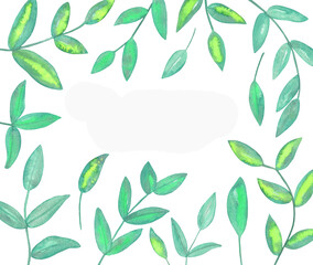 Watercolor Floral, watercolor blue green branches Illustration. Hand painted isolated on white background.