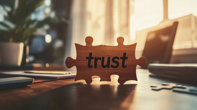 trust puzzle pieces on desk