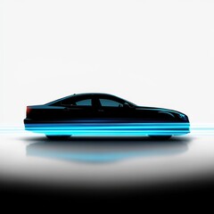 Sleek car speeding, studio, white background, ad