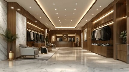 Luxurious modern men's clothing store interior