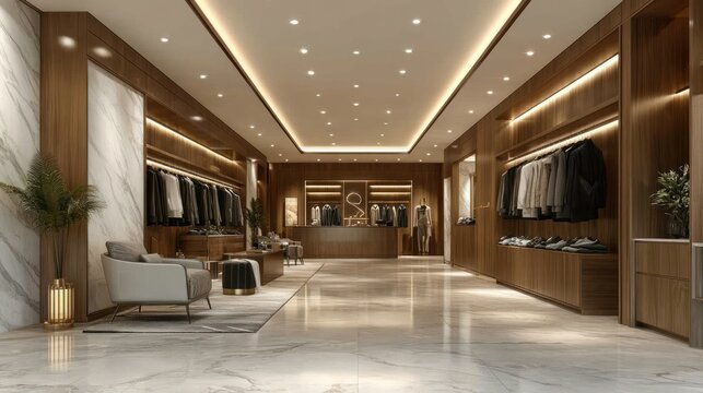 Luxurious modern men's clothing store interior