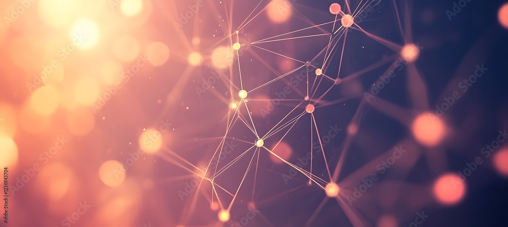 Poster futuristic abstract digital network with flowing visual data elements