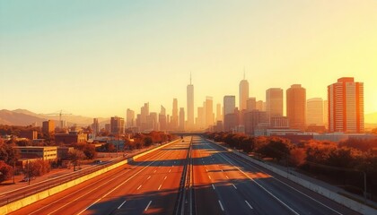 Golden hour cityscape los angeles urban landscape sunset aerial view urban beauty for seo impact