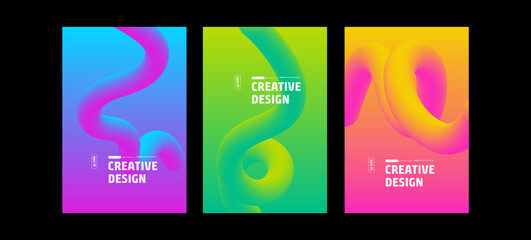Vibrant Gradient Abstract Fluid Design Posters Templates
