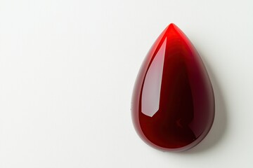 Fototapeta premium teardrop shaped dark red object rests on white surface smooth glossy finish reflects light