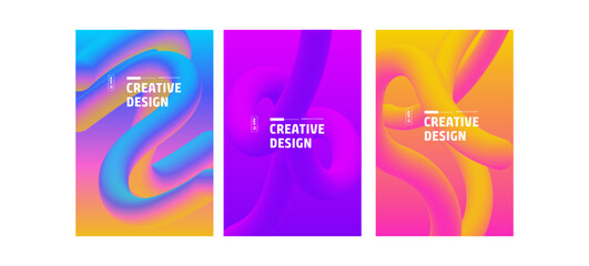 Vibrant Gradient Abstract Fluid Designs Colorful Modern Posters