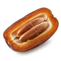 sliced ripe date fruit on white background