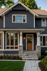 Fototapeta premium Modern Gray House Exterior: Dream Home Architectural Design