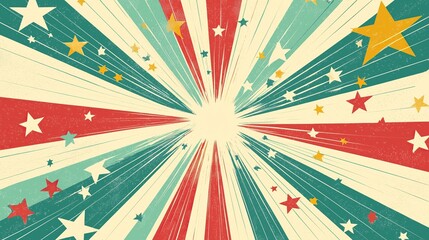 Fototapeta premium burst of stars and stripes radiating energy and patriotic spirit vibrant vintage style design