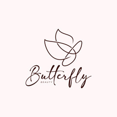 Butterfly Line Abstract Logo Design Vector