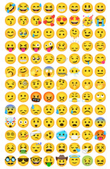 Various yellow emojis, each representing different facial expressions and emotions.