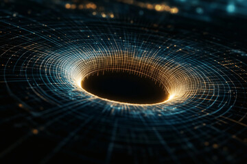 Abstract digital vortex swirling into darkness. - obrazy, fototapety, plakaty