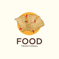 Traditional Snack Tempe Mendoan From Indonesian Logo Design Vector