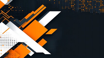 Abstract Geometric Design Orange White Black Background