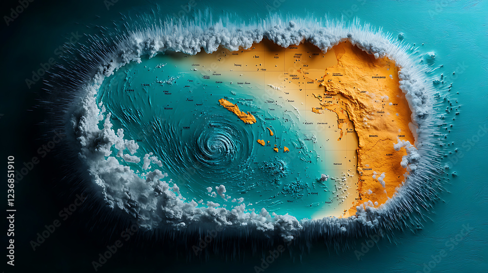 Poster weather patterns analysis ocean region visual data representation interactive environment aerial vie
