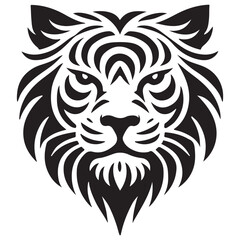 Stylish Black Tiger Head Silhouette Vector Art Design
