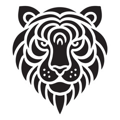 Striking Black and White Tiger Head Silhouette