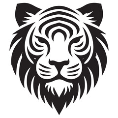 Striking Silhouette Tiger Head Vector Illustration