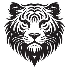 Powerful Tiger Head Silhouette Illustration for Designs