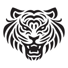 Aggressive Tiger Head Silhouette Illustration Design