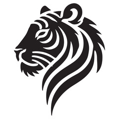 Obraz premium Striped Black Silhouette Tiger Head Illustration
