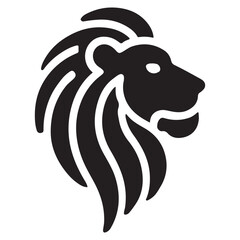 Majestic Black Silhouette Lion Head Illustration