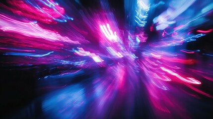 abstract light trails neon lights colorful burst purple and blue