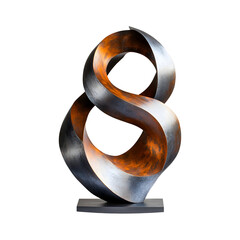 Abstract Spiral Metal Sculpture Centerpiece Isolated on Transparent Background