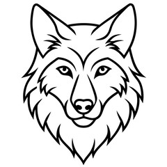 Single-Line Wolf Head Vector Art