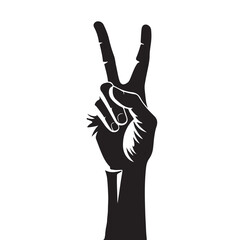 Peace Sign Hand Silhouette Illustration for Posters