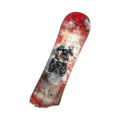 Snowboard Leaning Against a Snowy Hill Isolated on Transparent Background