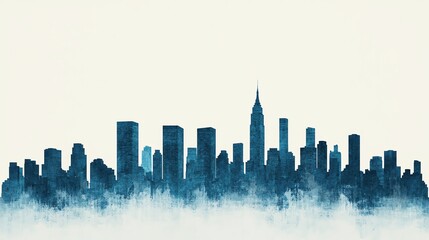 Obraz premium City skyline with modern buildings in blue tones.