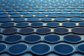 Fototapeta premium Close-up of solar panel cells in sunlight.