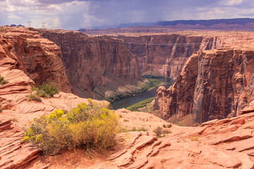 A canyon with a river running through it