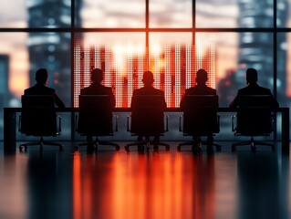 Diverse silhouettes in a corporate setting.