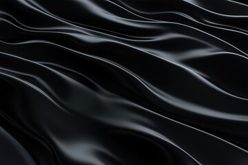 Fototapeta premium Black silk background with dynamic waves in motion, creating a sleek and elegant texture. Perfect for modern design projects, luxurious interiors, and high-end branding