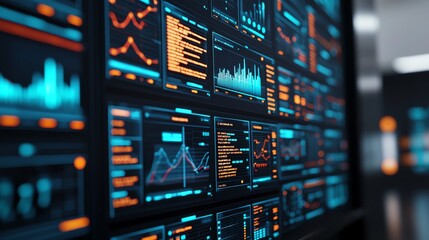 Fototapeta premium Futuristic digital data visualization dashboard.