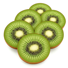 Fototapeta premium whole kiwi fruit slide on white background